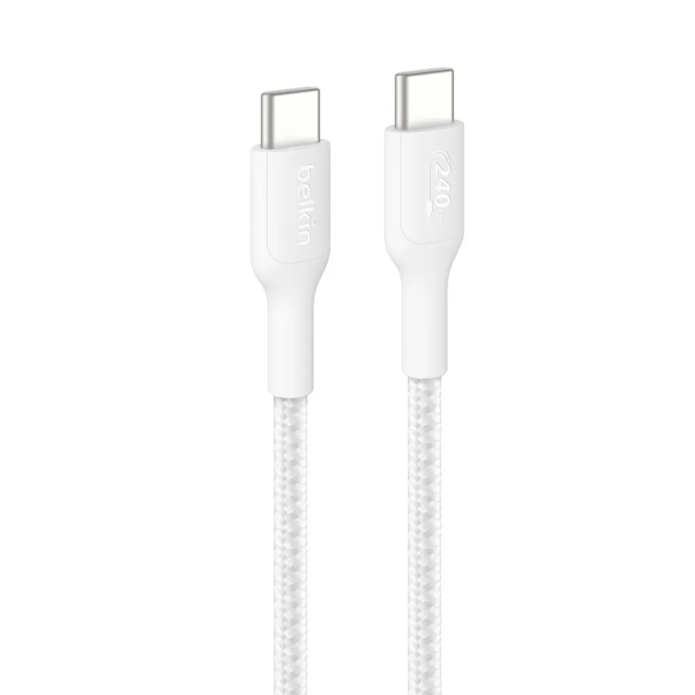 Kabel Belkin BoostCharge Usb-c to Usb-c Cable (6.6FT Braided), White (CAB025HQ2MWH) — Ağıllı ev