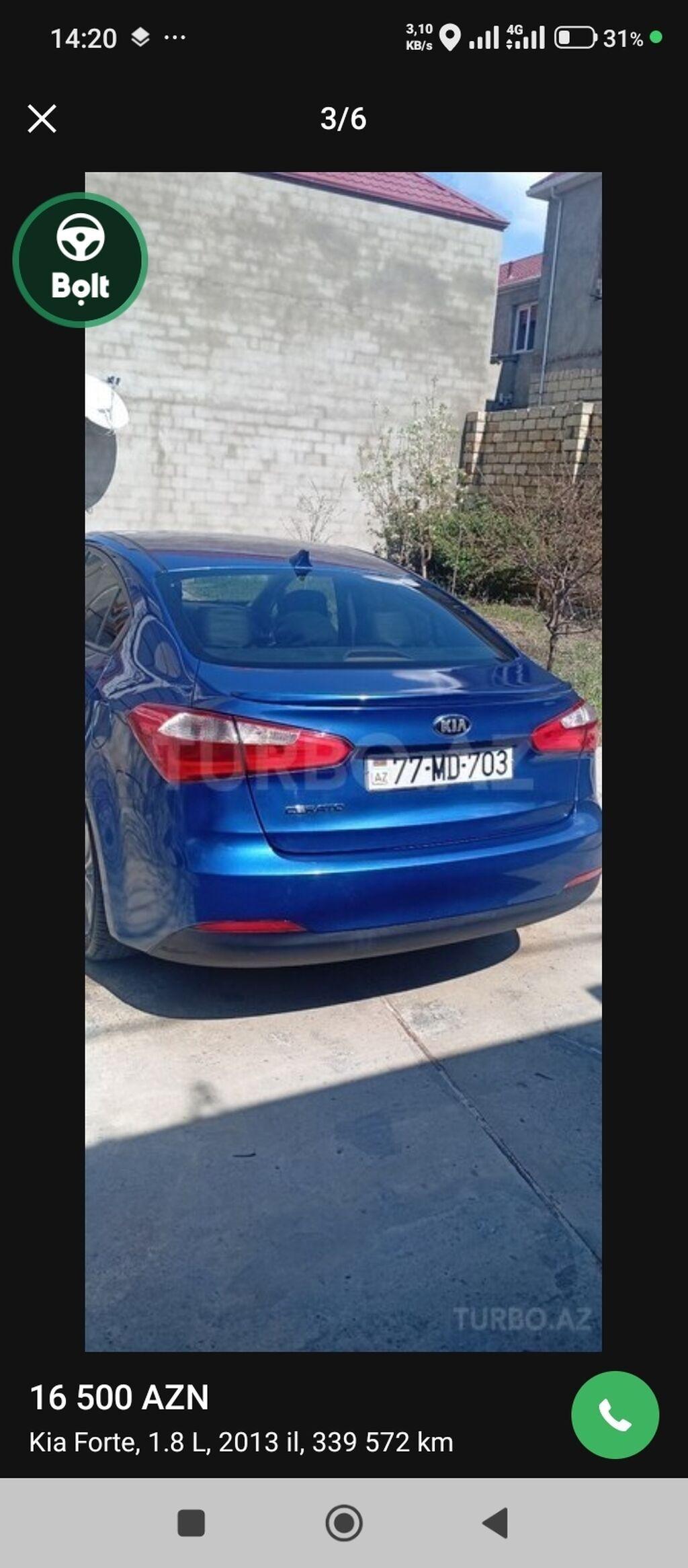 Kia Cerato sedan – mavi rəng. taksi sertifikati var 2005 masinim var — Avto, Masazır (7)