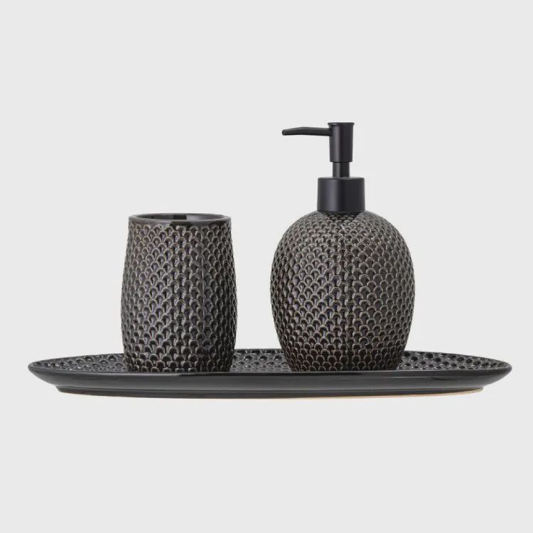 Sabun dispenser dəsti Bloomingville Hrin Stoneware Grey — Şeylər saxlanması, Bakı