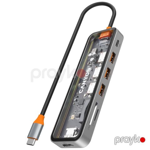 USB Hub Canyon DS-13 7 in 1 4K Usb-c CNS-TDS13 Space Grey — Bakı