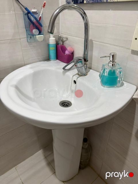 Pedestal tipli hamam/lavabo komplekti - Dairəvi formalı, keramik — Bakı