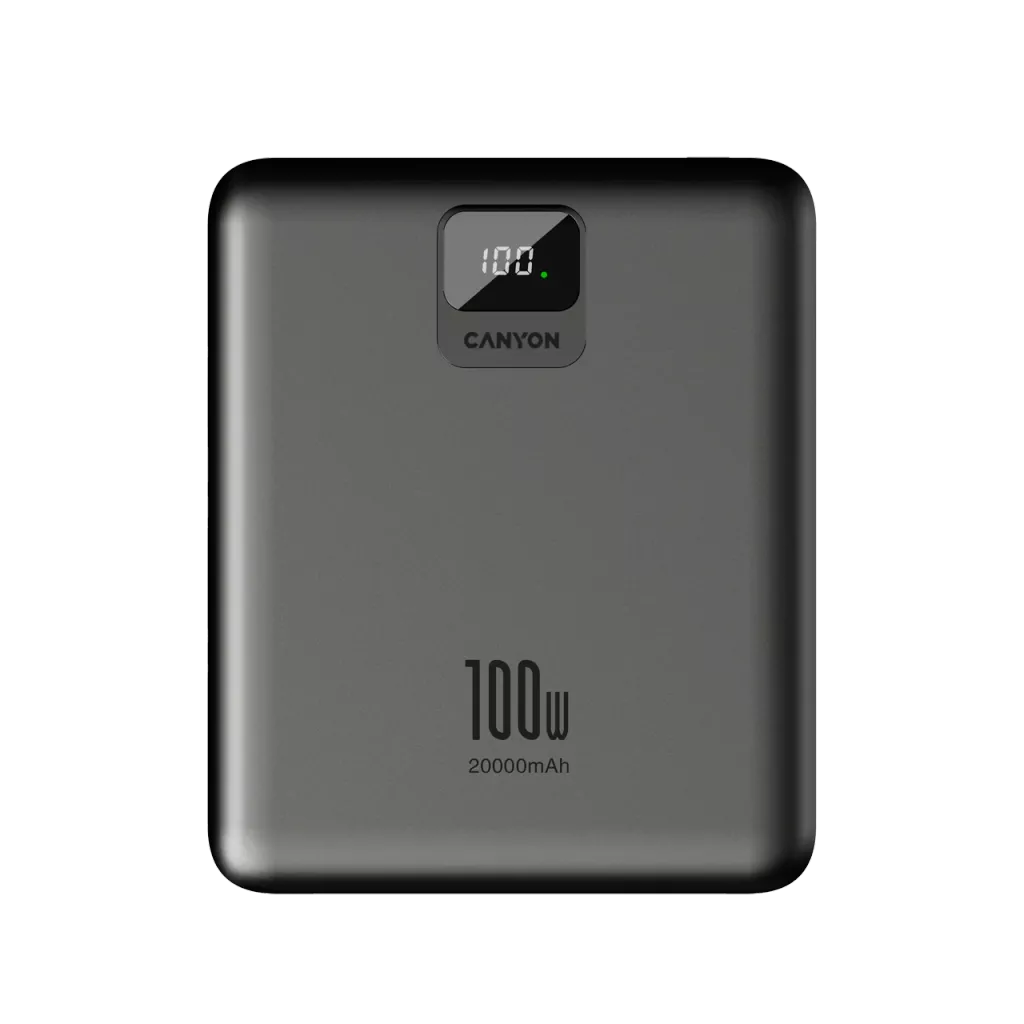 Power Bank Canyon PB-2008, 20000 mAh, PD100W, Dark Grey (CNE-CPB2008DG) — Bakı