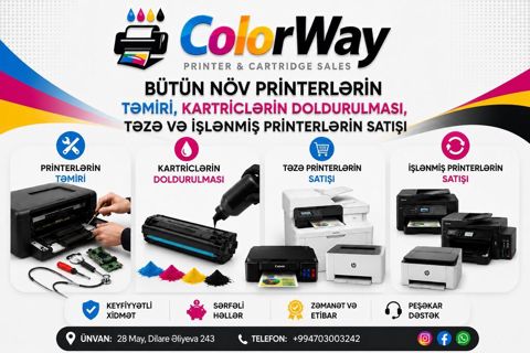 Colorway – Printer VƏ Kartric Xidmətləri Bütün marka və modellərdə — Bakı