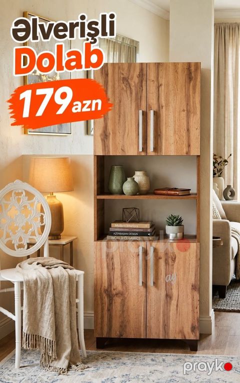 Əlverişli Dolab – 179 AZN Təbii ağac teksturalı, çoxfunksiyalı dolab — Digah