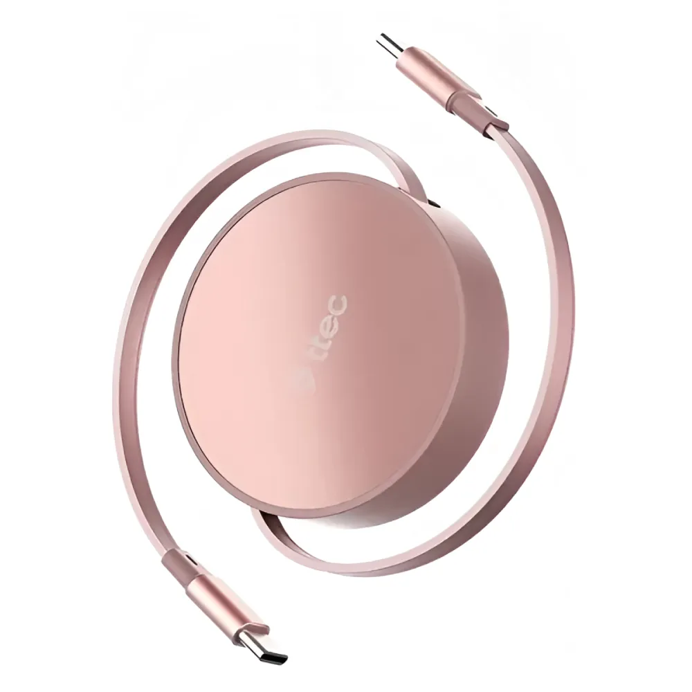Şarj kabeli Ttec Usb-c to Usb-c Mini Retractable, 100W Pd/qc 120cm, Sunset Blush (2DK65P) — Bakı