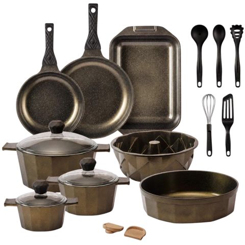 Qazan dəsti Deluca 18 parça 6223005793959 Qara — Bakı