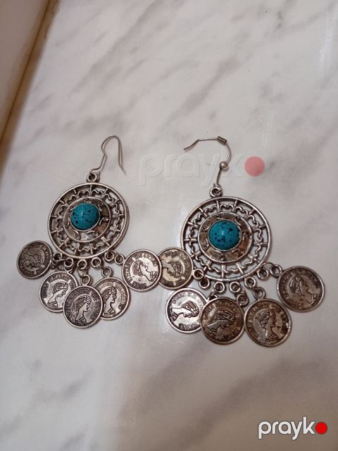 Boho tərzli asma sırğalar - Metal rəng: gümüş ton - Mərkəz