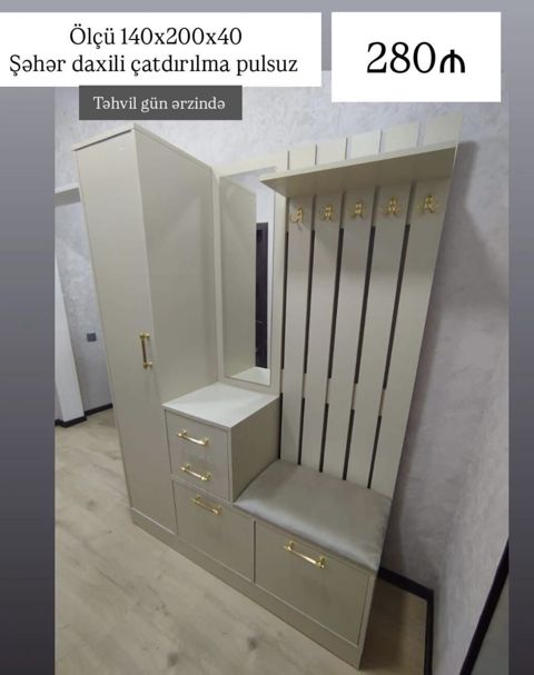 Dəhliz üçün çoxfunksiyalı garderob-komplekt. Xüsusiyyətlər: - Ölçü — Bakı