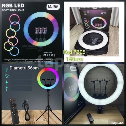RGB LED Soft Ring Light MJ56 - Diametr: 56 sm - Rəng rejimləri: RGB — Digah