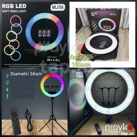 RGB LED Soft Ring Light MJ56 - Diametr: 56 sm - Rəng rejimləri: RGB — Digah