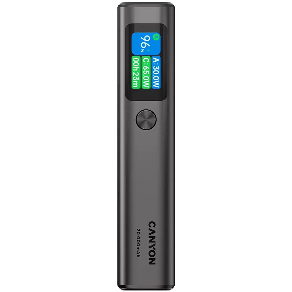 Power Bank Canyon OnPower 230 TFT, 20000 mAh, PD130W, Dark Grey (CNS-CPB230DG) — Aksesuarlar, Bakı