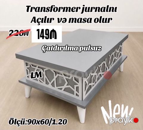 Transformer jurnal masası - Funksional: Açılır və yemək/iş masasına