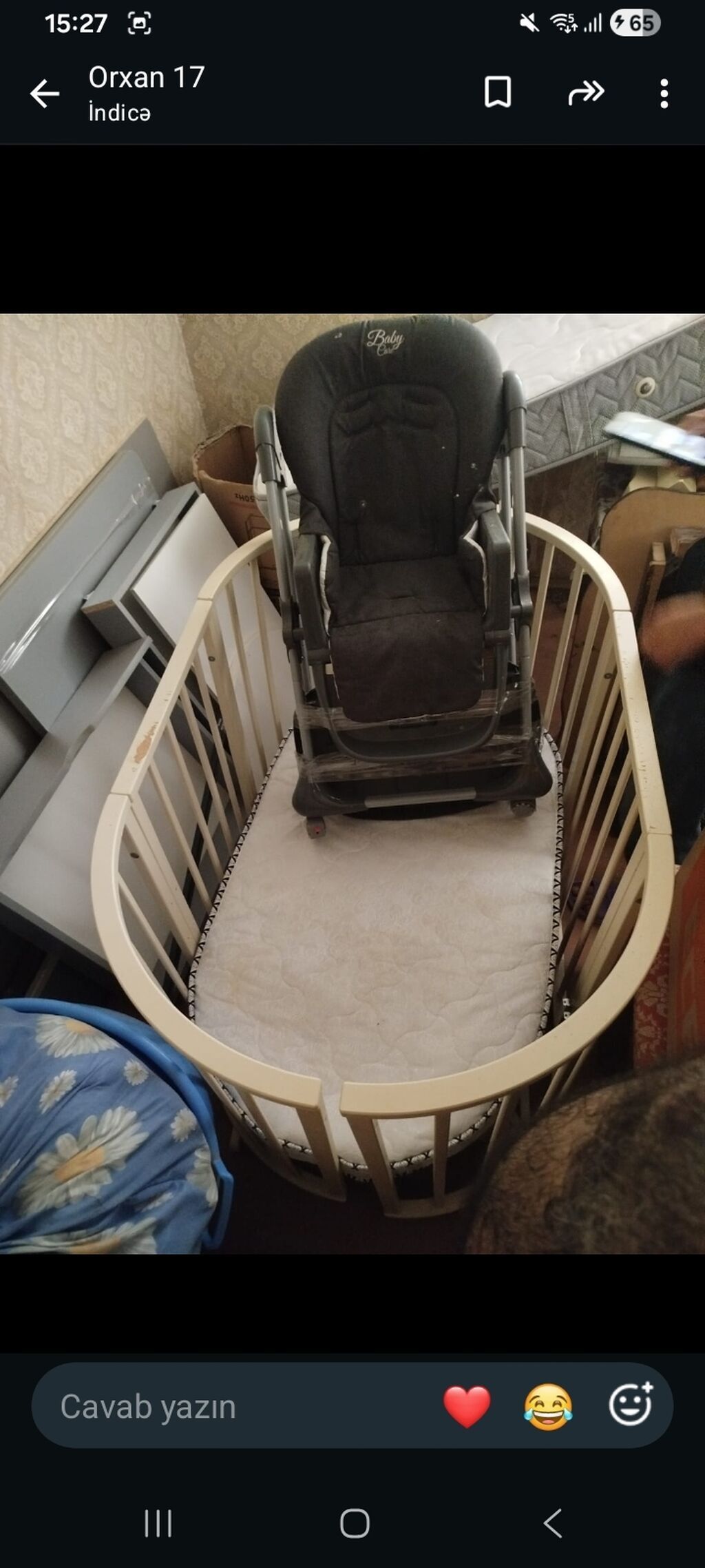 Oval formalı uşaq beşiyi - Material: laklı ağac/MDf konstruksiya — Mebel, Bakı (4)