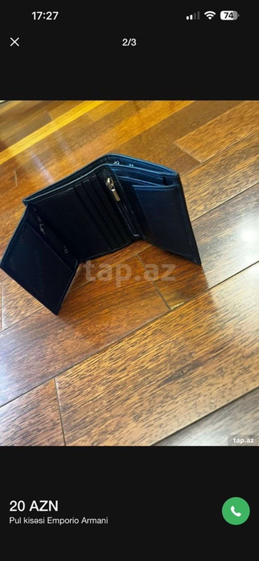 Emporio Armani kişi pul kisəsi – qara rəng - Material: xətkeşli — Aksesuarlar, Bakı (2)