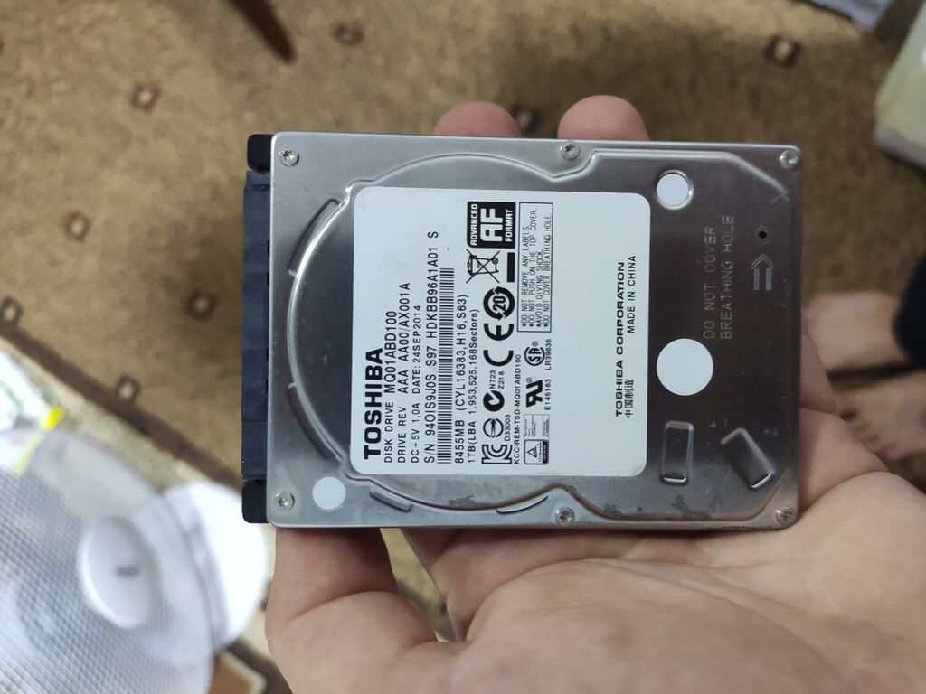 Daxili Sərt disk (HDD) Toshiba, 1 TB, 2.5", İşlənmiş — Elektronika, Bakı