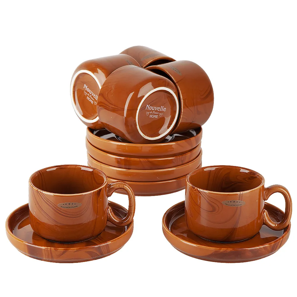 Çay dəsti Nouvelle Home Wooden Grain, 6 nəfərlik 12 parça, farfor (1730307) — Dining tableware