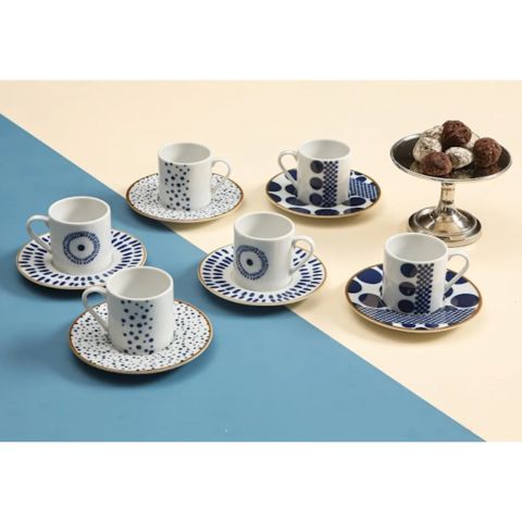 Qəhvə üçün fincan dəsti Porland Spotty 12 parça 80CC 04POR034988 — Bakı