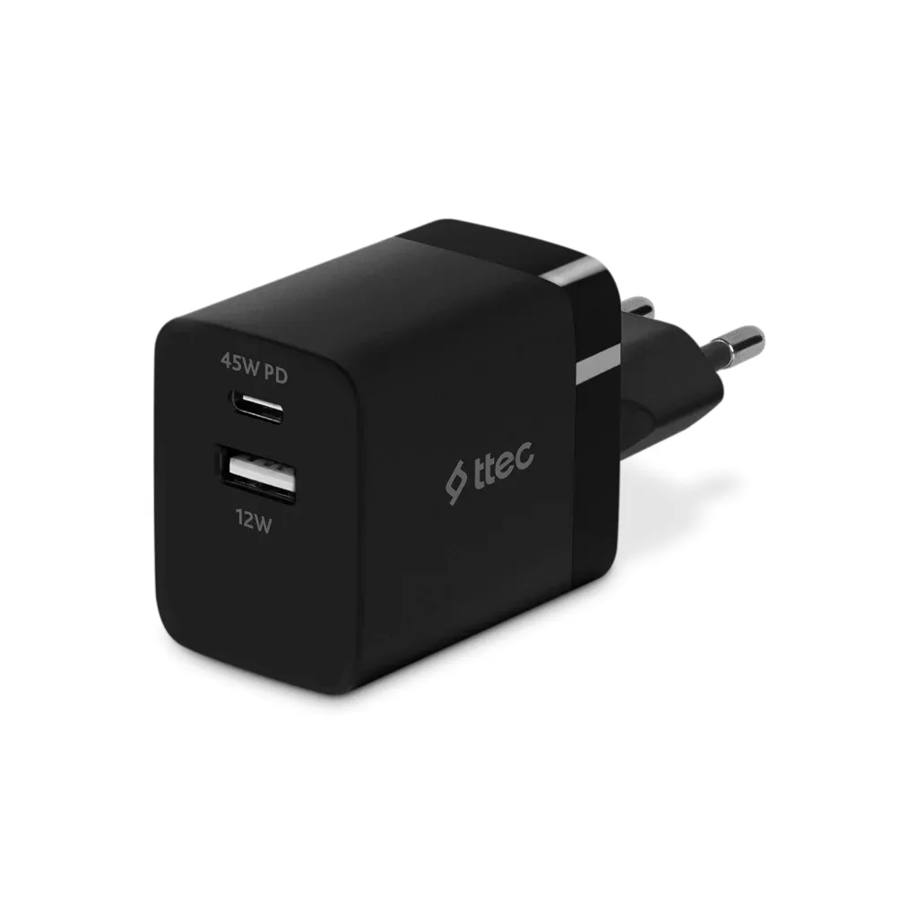 Adapter Ttec SmartCharger 45W PD Duo Travel Charger Usb-c+usb-a, Black (2SCP02S) — Bakı