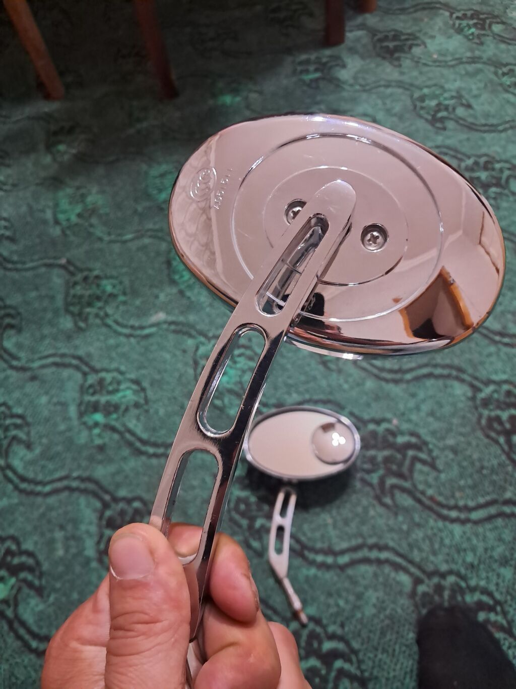 Motosiklet üçün oval arxa baxış güzgüləri (cüt) - Material: xrom — Avto, Bakı (5)