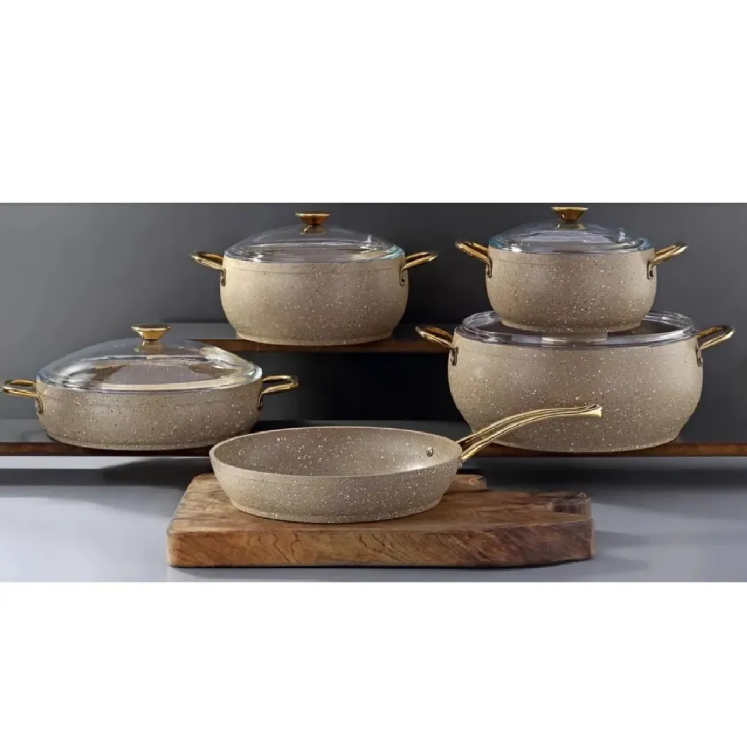 Tava qazan dəsti Burner Qranit, 9 parça, Krem (8683767750719) — Bakı