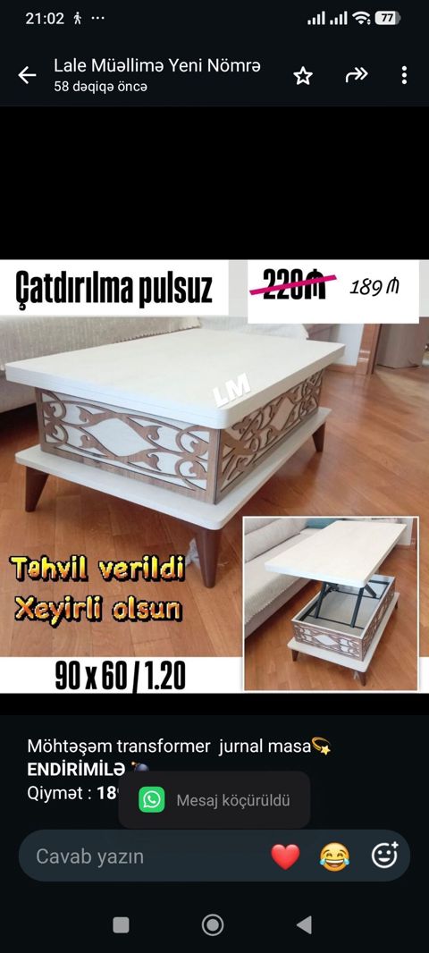 Möhtəşəm transformer jurnal masa *Endirimilə* Qiymət *189 — Bakı