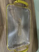 Şüşə qapaqlı, düzbucaqlı servis qabı - Material: qalın, şəffaf şüşə — Srvn — Dining tableware