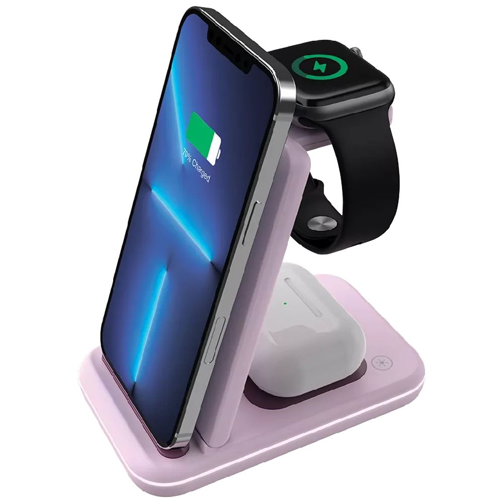 Simsiz enerji toplama cihazı Canyon Wireless Charger 3 in 1 Pink CNS-WCS304IP — Mallar, Bakı (2)