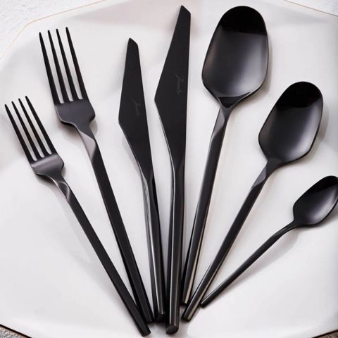 Çəngəl qaşıq bıçaq dəsti Jumbo 5100 Quartz 84 parça Titan qara 8681085389635 — Bakı