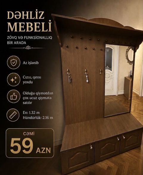 Evinizə zövq və eleqantlıq qatacaq dəhliz mebeli Səliqəli — Bakı