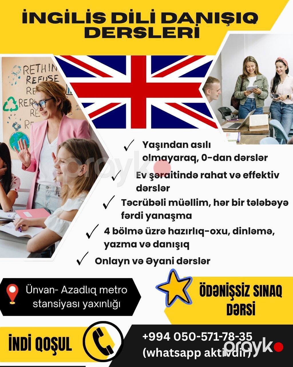 Xarici dil kursu, İngilis dili, Böyüklər üçün, Uşaqlar üçün, Danışıq klubu — Xarici dillər, Bakı