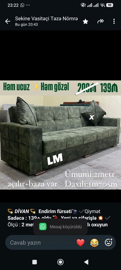 _*Divan*_ *Endirim fürsəti Qiymət *Sadəcə 139₼ oldu* — Bakı