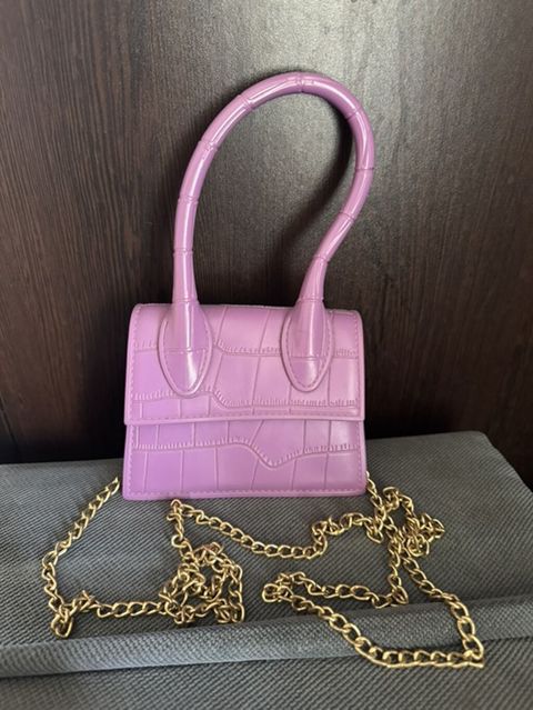 Mini çanta – bənövşəyi (lilac) rəngdə, krokodil naxışlı parıltılı — Bakı