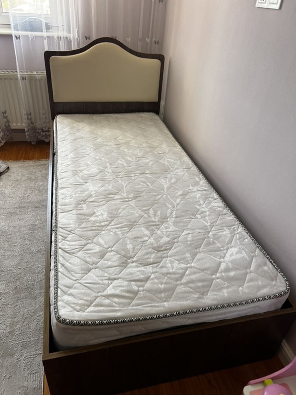 İşlənmiş, Təknəfərlik çarpayı, Bazalı, Matras ilə, Siyirməsiz — Mebel, Qobu (2)