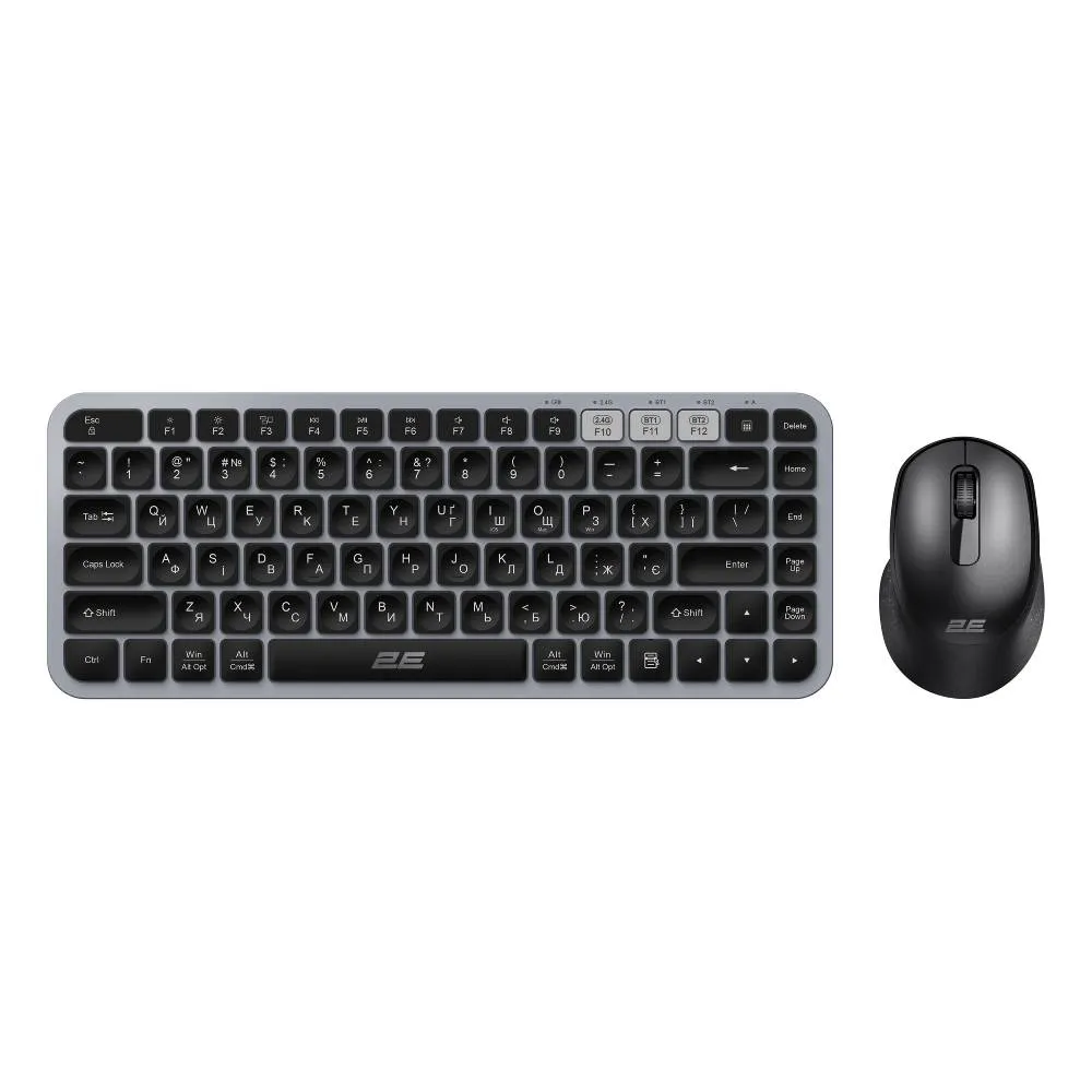 Simsiz klaviatura və kompüter siçanı seti 2E MK430 Wl/bt, En/uk, Grey-Black (2E-MK430WBGR_UA) — Keyboards & Mice