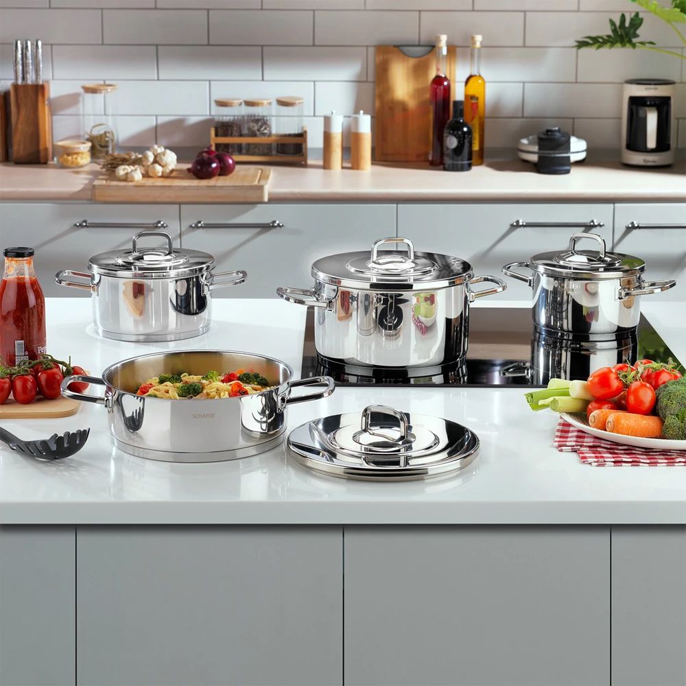 Qazan dəsti Schafer New Prime Steel 8 parça 8699131838907 — Bişirmə qabları, Bakı (3)