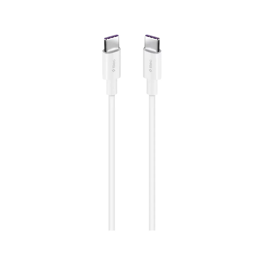 Kabel ttec Type-C to Type-C 65W Fast Charge Cable, White,200cm (2DK45B) — Bakı