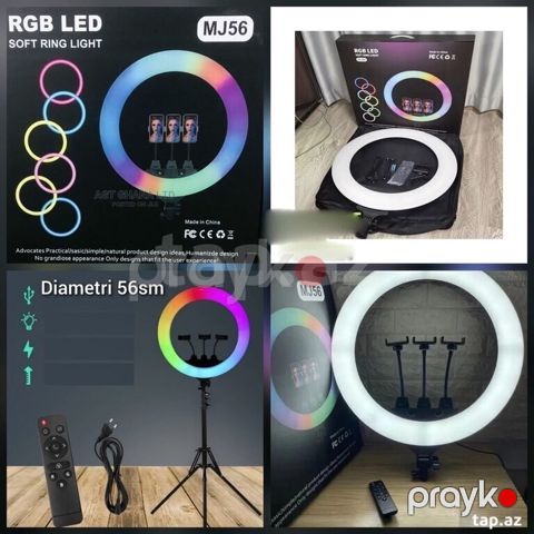 RGB LED Soft Ring Light MJ56 - Diametri: 56 sm - RGB rəng palitrası — Digah