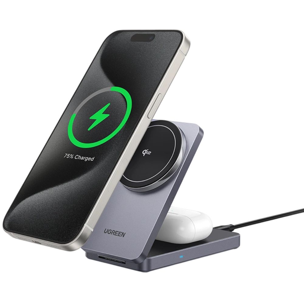 Ugreen Wireless Charger 2 in 1 W706_45023 Gray — Mallar, Bakı (3)