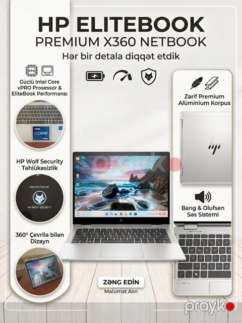 HP EliteBook x360, Core i7, 16 GB RAM 256GB — Bakı