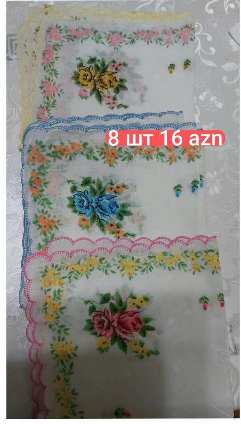 Məhsul: klassik dəsmal dəsti - Dəst: 8 ədəd - Dizayn: Çiçək — Bakı