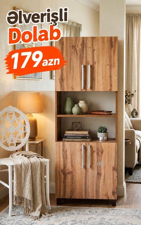 Əlverişli Dolab – 179 AZN - Material: Taxta teksturalı laminat səth — Bakı