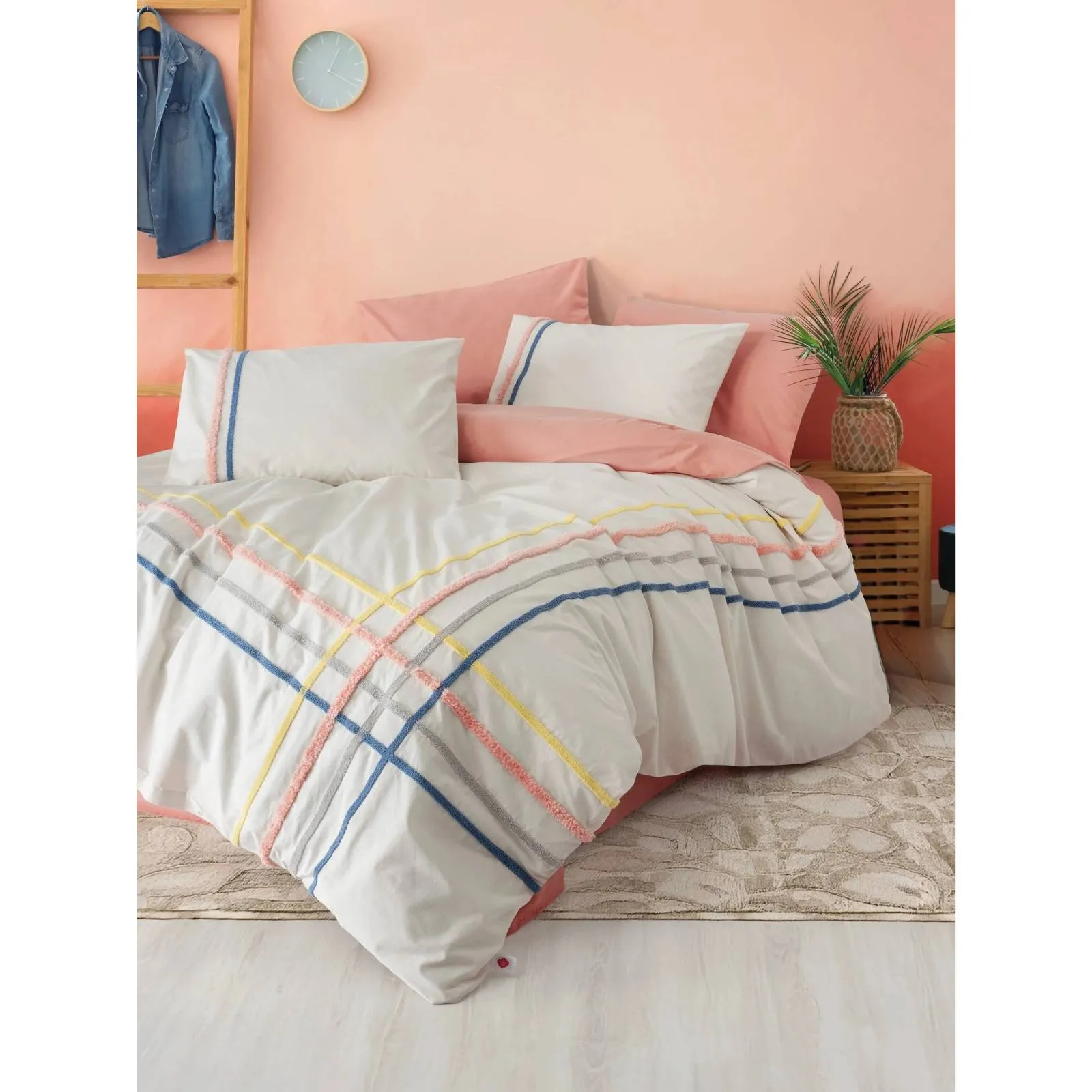 Yataq dəsti Cotton Box Puff, iki nəfərlik, Linea somon (8680108083710) — Bakı