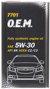 Mühərrik yağı Mannol 7701 O.E.M. For Chevrolet SAE 5W-30 4L Metal — Mühərrik yağları