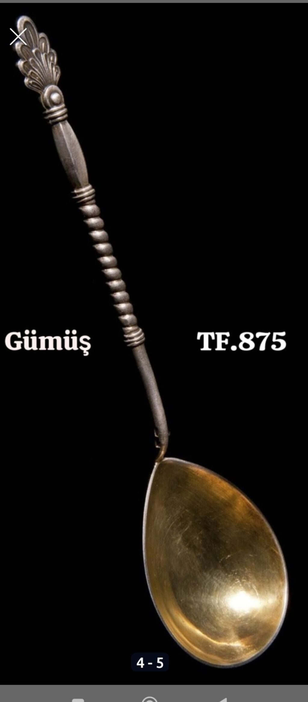 Məhsul: Gümüş qaşıq dəsti Növ: 875 əyarlı (TF.875 qeydli) — Mallar, Sumqayıt (3)