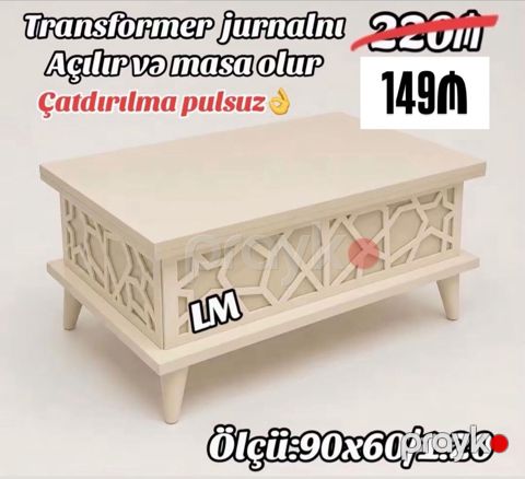 Transformer jurnal masası - Açılır və tam ölçülü masa kimi istifadə