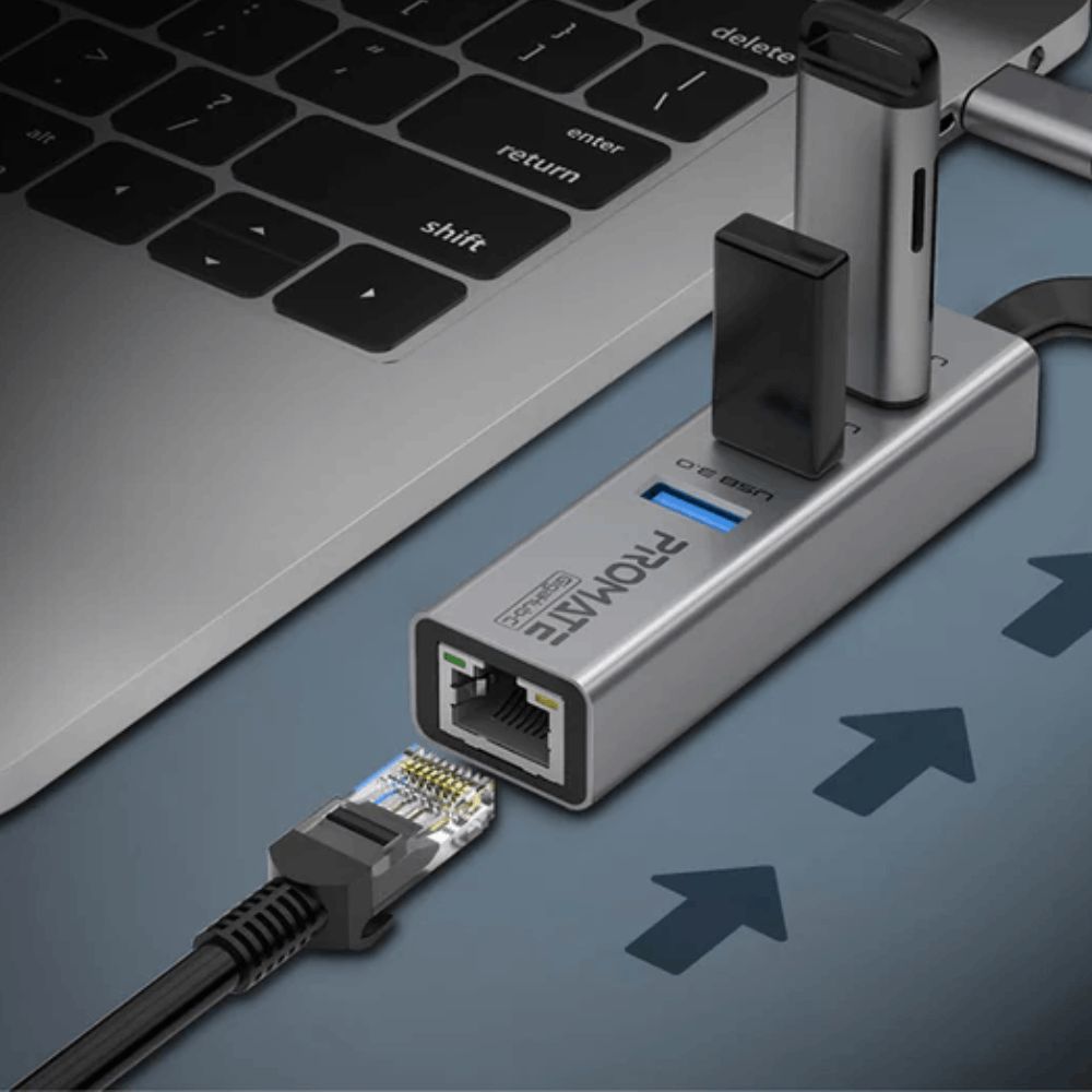 USB Hub Promate USB Type-C Gıgahub-c Grey — Kompüterlər və noutbuklar, Bakı (3)