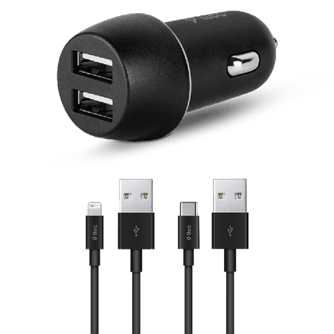 Ttec Car Charger Dual USB 3.1A + Lightning and Type-C Cable / 2CKS21DS — Bakı