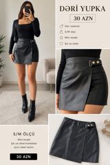 Dəri yupka – mini model Qiymət: 30 AZN Məhsul təsviri: - Material — Qadın geyimi
