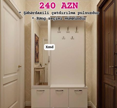 Dəhliz üçün funksional asılqan və şkaf dəsti - Material: ağ rəngli — Bakı