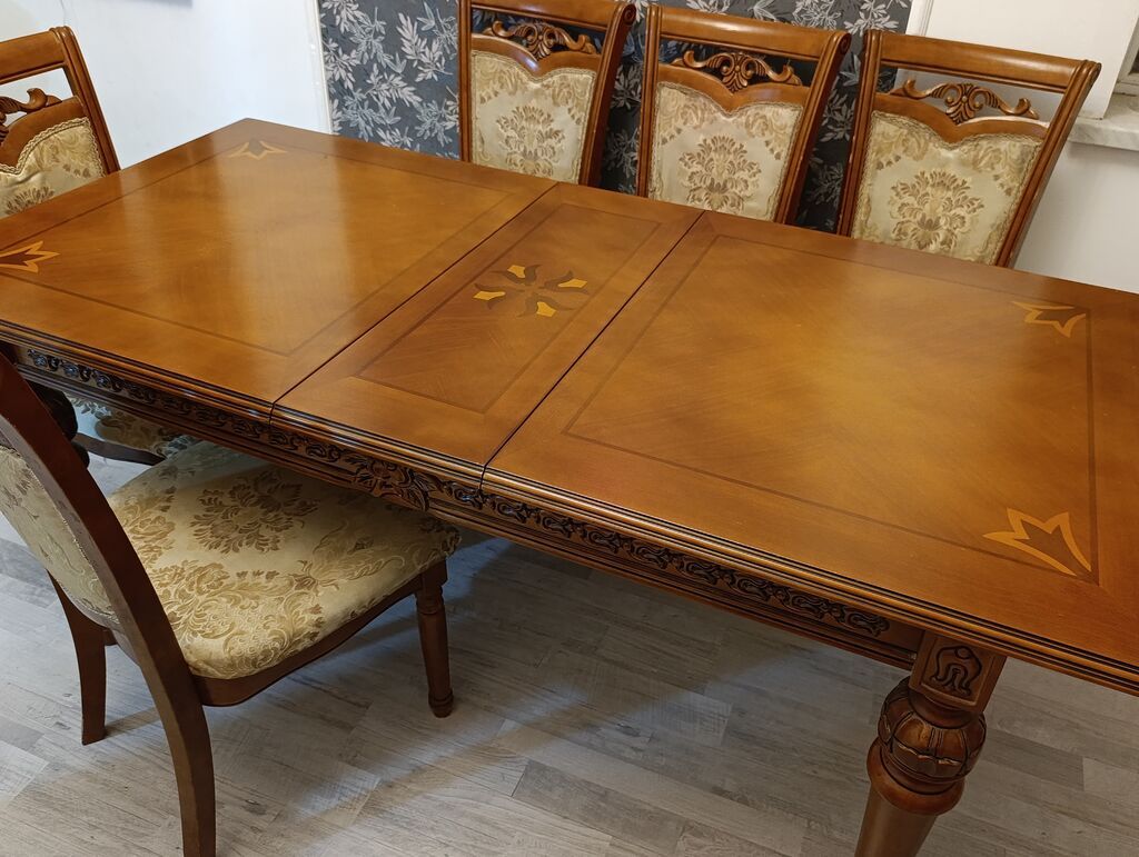 Klassik üslubda qonaq otağı üçün yemək masası və stul dəsti — Mebel, Bakı (2)